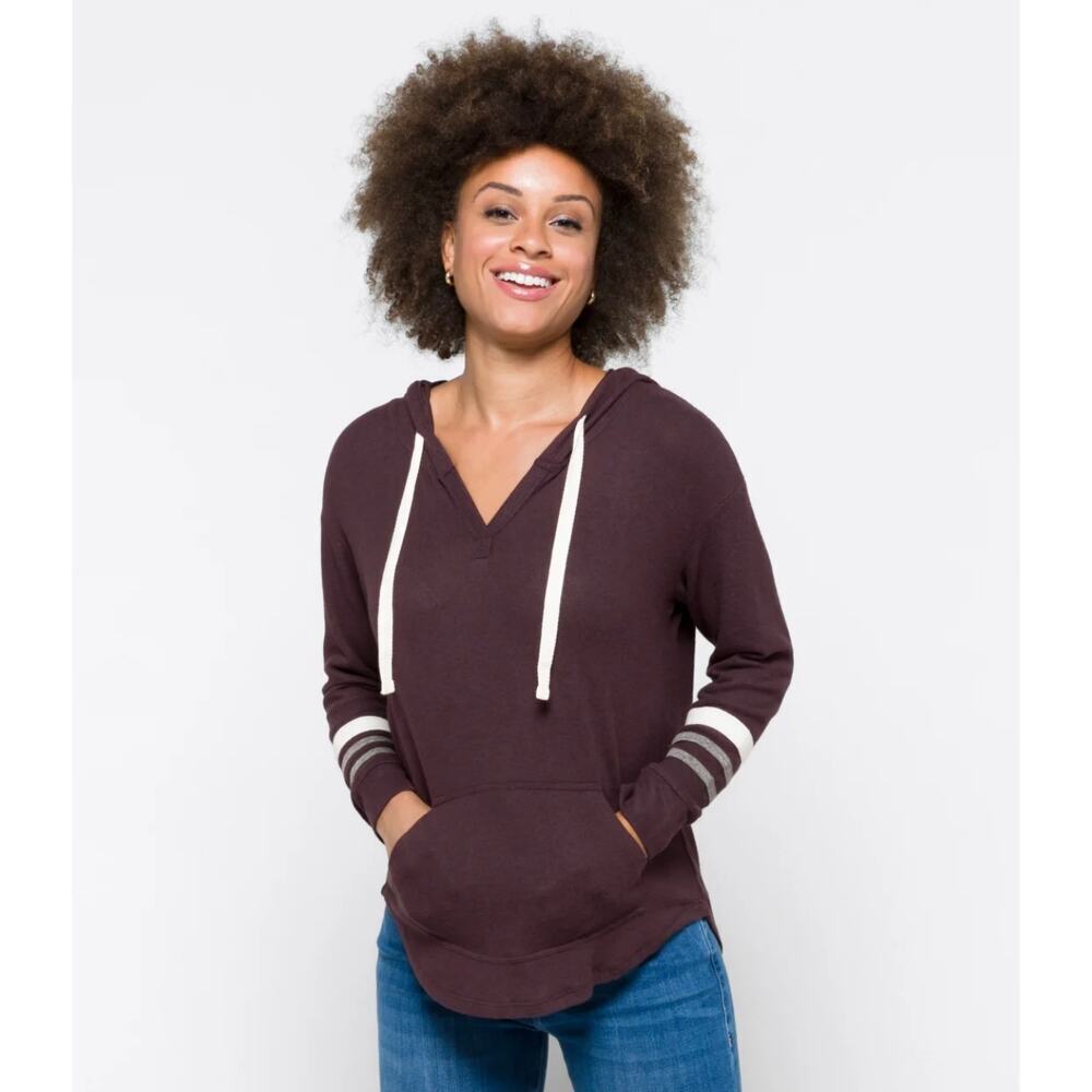 Market & Spruce Kallon Brushed Knit Hoodie Purple Pullover - Small